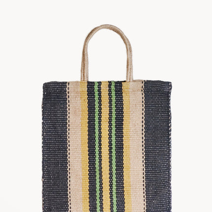 Dora Jute Tote Bag - Multi Navy