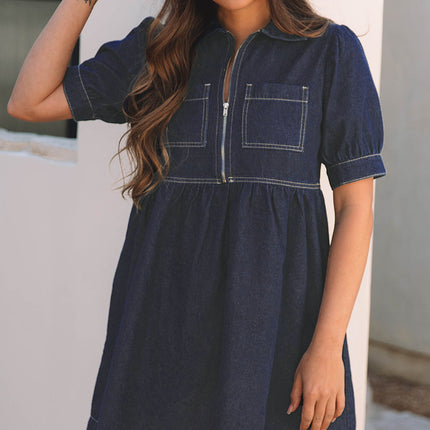 Melina Zipped up Denim Dress