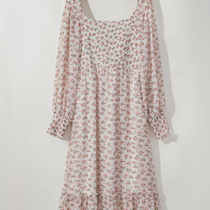 Delaney Ruffled Hem Square Neck Midi Dress