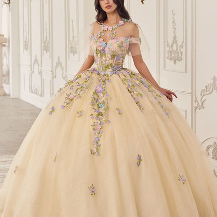 Floral Aurora Champagne Ball Gown