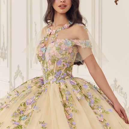 Floral Aurora Champagne Ball Gown