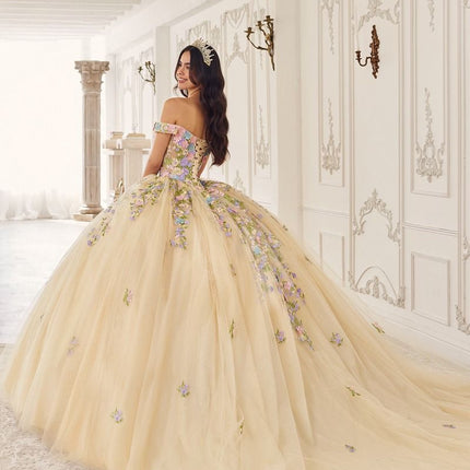 Floral Aurora Champagne Ball Gown