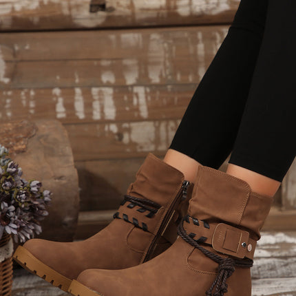 Mila Strap Side Zip Boots