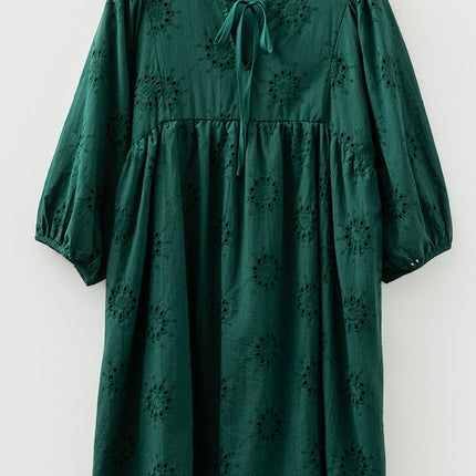 Beth Sleeve Swing Mini Dress - Deep Green