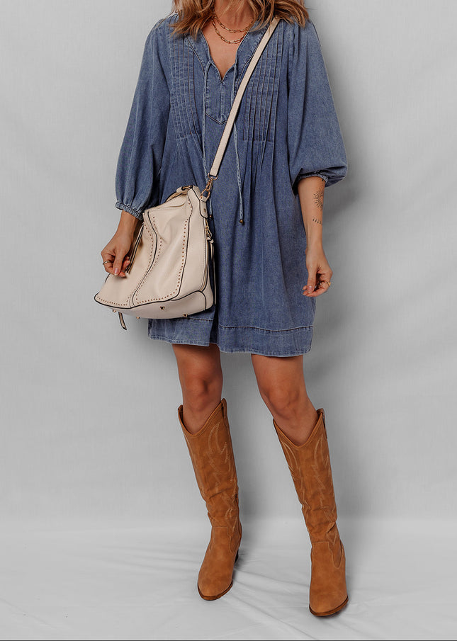 Autumn Tied Pleated Mini Dress
