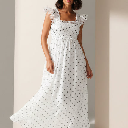 Sarai Polka Dot Smocked Maxi Dress