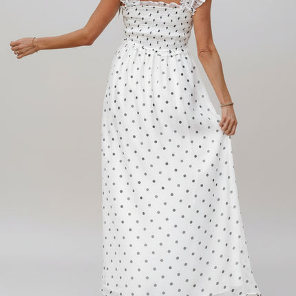Sarai Polka Dot Smocked Maxi Dress