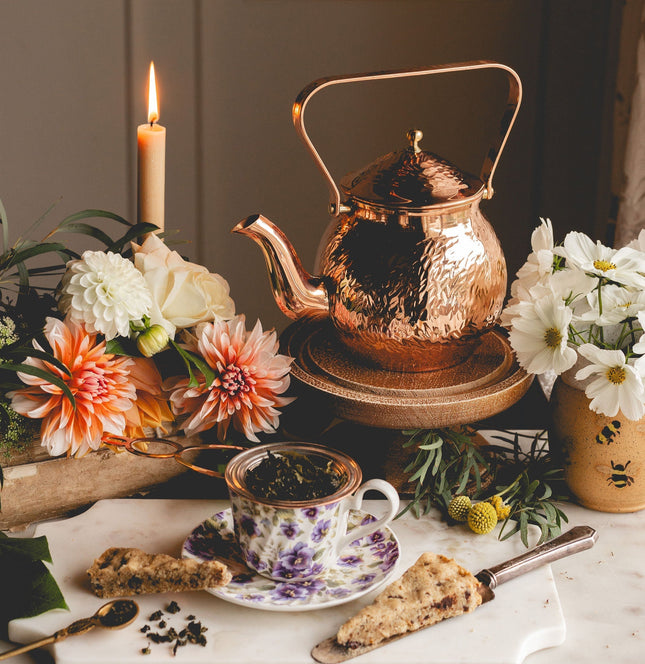 Vintage Inspired Copper Hand Hammered Teapot