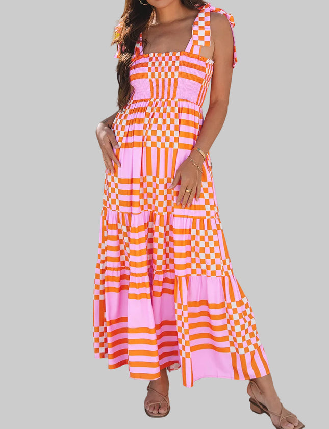 Elyse Boho Gingham Maxi Dress