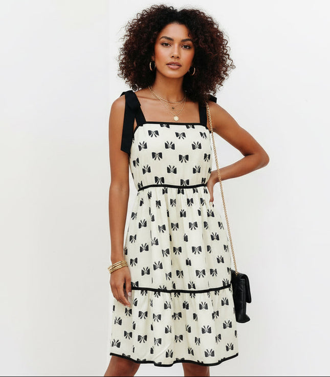 Pagie Bow Knot Shoulder Mini Dress