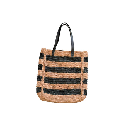 Alina All Over Striped Premium Raffia Tote
