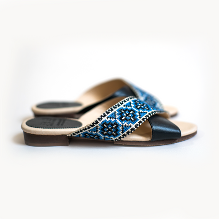 Mona Cross Strap Sandal - Sapphire