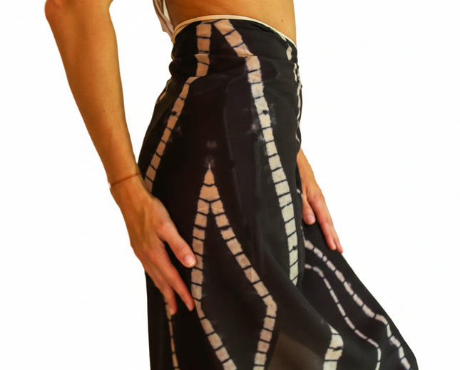 Charcoal Shibori Silk Beach Wrap Scarf