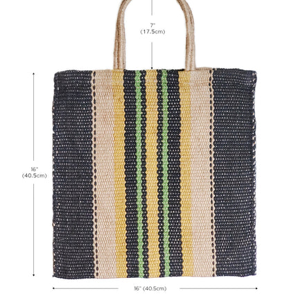 Dora Jute Tote Bag - Multi Navy
