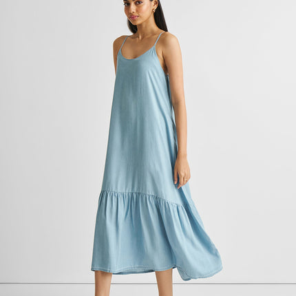 Flowy Maxi Dress in Blue Denim