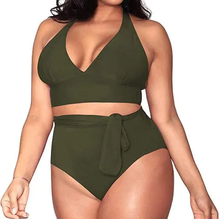 Lovely Vibrant Plus Size Bikini  Green