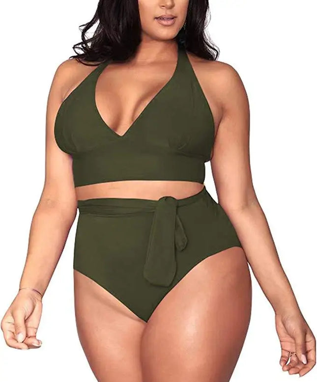 Lovely Vibrant Plus Size Bikini  Green