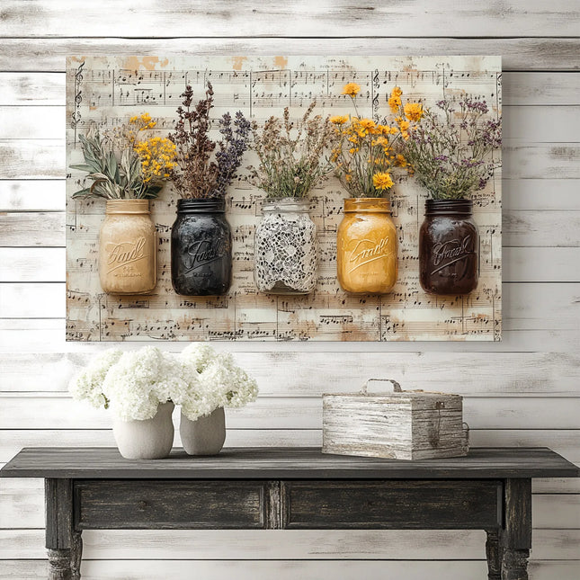 Vintage Mason Jar Canvas Wall Art