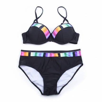 Splash of Color  Bikini Two Piece Swimwear Black