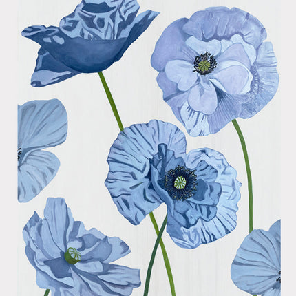 Blue Poppies on Pale Grey Wall Art