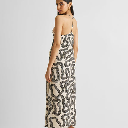 Midi Slip Dress in Black Stripes