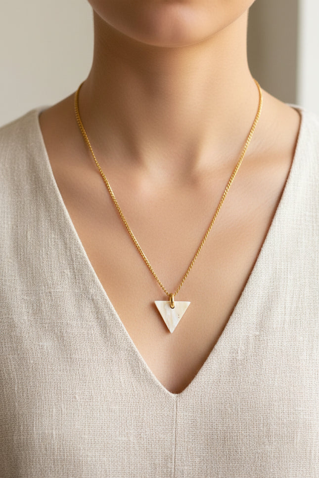 Nho Be Mini Triangle  Charm Necklace - Honey