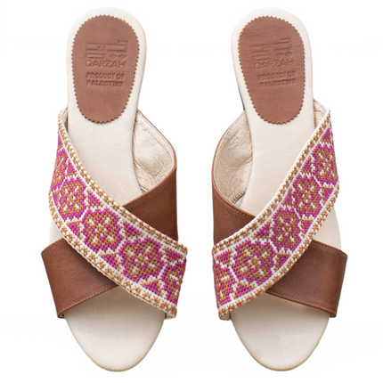 Mona Cross Strap Sandal - Berry