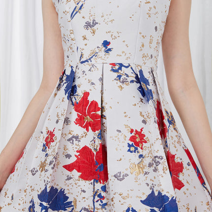 Elegant Fashion Flower Jacquard Dress