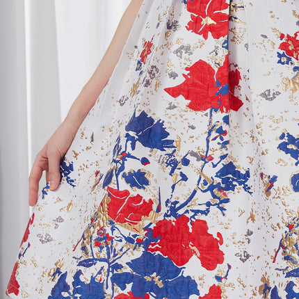 Elegant Fashion Flower Jacquard Dress