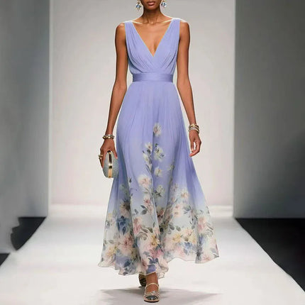 Vestidos Spring Floral Print Chiffon Dress