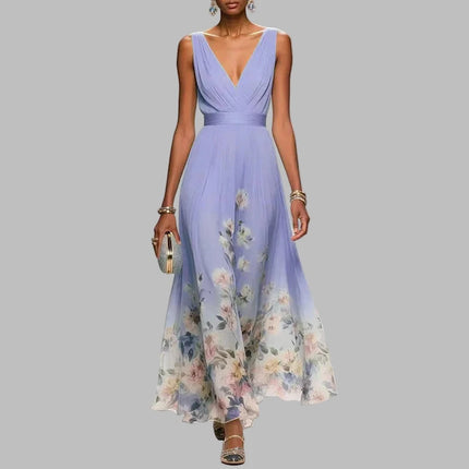 Vestidos Spring Floral Print Chiffon Dress