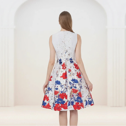 Elegant Fashion Flower Jacquard Dress