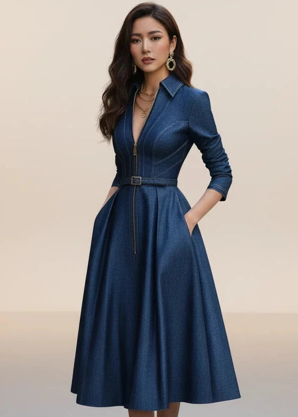 Pleated Jean Like Dress