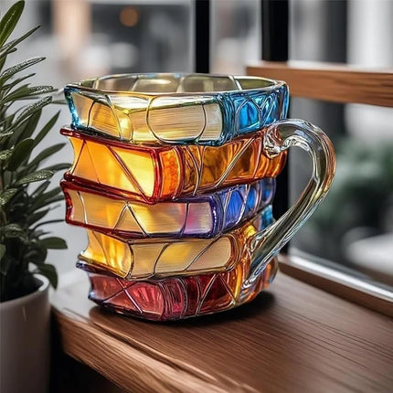 3D Painted Stacked Books Mug