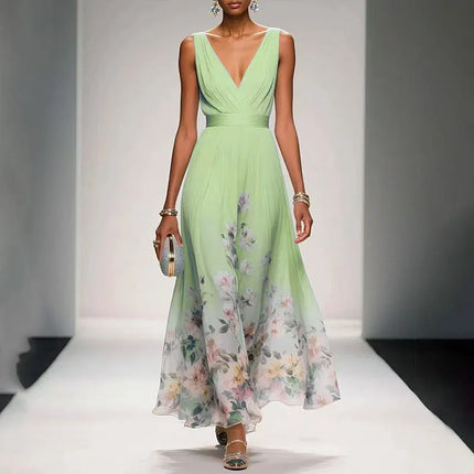 Vestidos Spring Floral Print Chiffon Dress