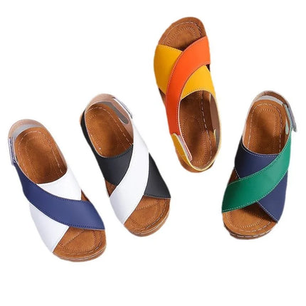 Contrast Color Wedge Sandals