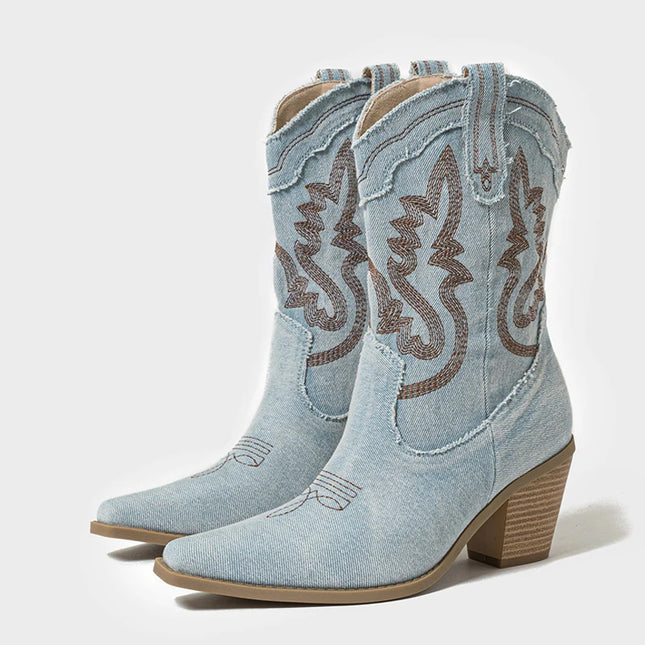 Blue Jean Cowboy Boots - Light Blue