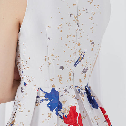 Elegant Fashion Flower Jacquard Dress