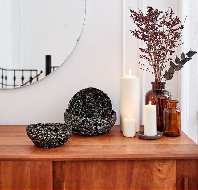 Black and Gold Basket Bowls- Set Of 2