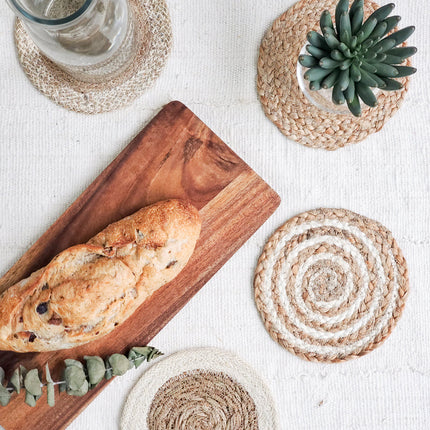 Natural Coaster Trivet Gift Set With Pouch