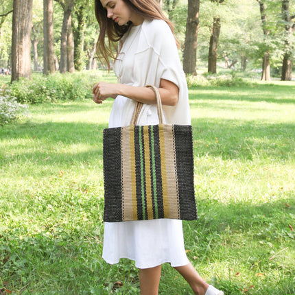 Dora Jute Tote Bag - Multi Navy