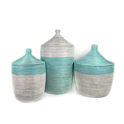 Two-Tone Basket - Turquoise & White