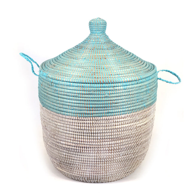 Two-Tone Basket - Turquoise & White