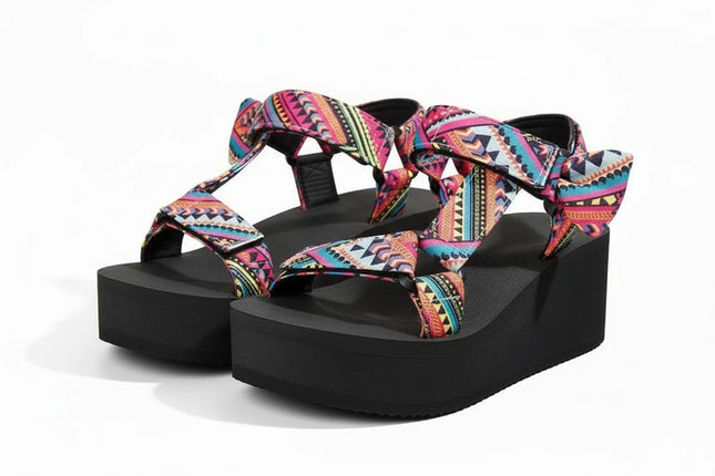Fun Colorful Wedge Sandals
