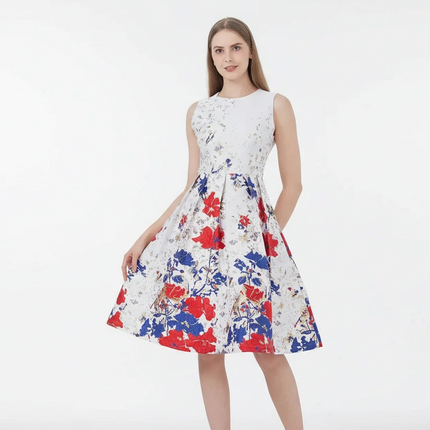 Elegant Fashion Flower Jacquard Dress