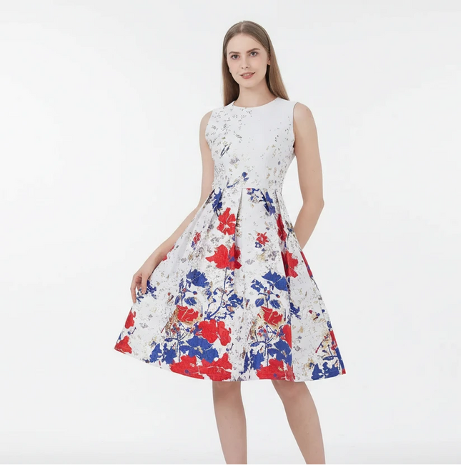 Elegant Fashion Flower Jacquard Dress
