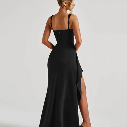Elegant Spaghetti Strap  Dress With Thigh High Split