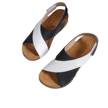 Contrast Color Wedge Sandals