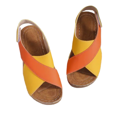 Contrast Color Wedge Sandals