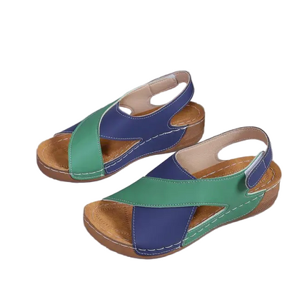 Contrast Color Wedge Sandals